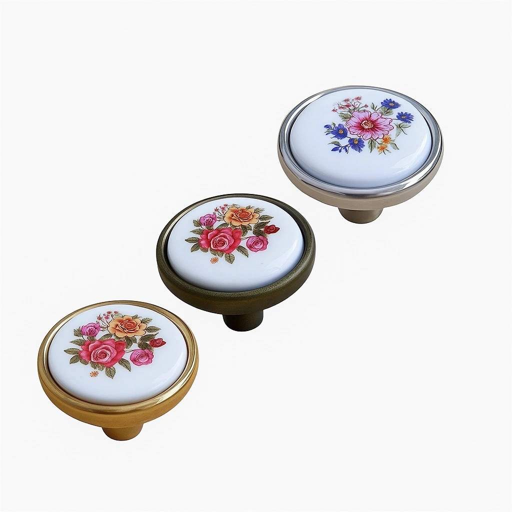 A_digital_photograph_features_three_round_porcelai دستگیره تیرکس کد T 24 - Image 1